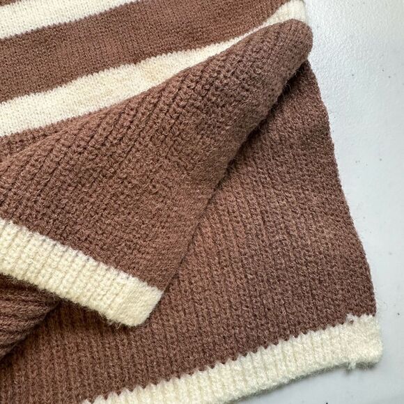 NWT Line & Dot Women’s Brown Cream Stripe Long SleeveTurtleneck Sweater - Size L - Picture 7 of 8